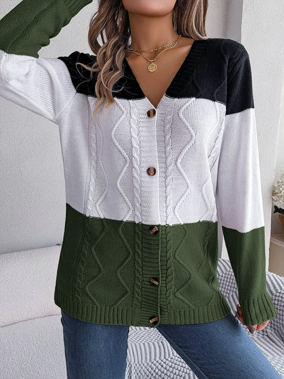 DualTone Cozy Button-Up Sweater