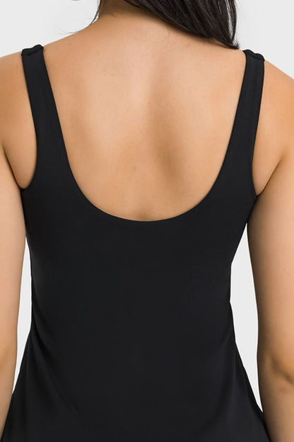 Millennia Square Neck Sports Tank Dress with Full Coverage Bottoms - Premium  from Trendsi - Just $44.99! Shop now at Handbags Specialist Headquarter