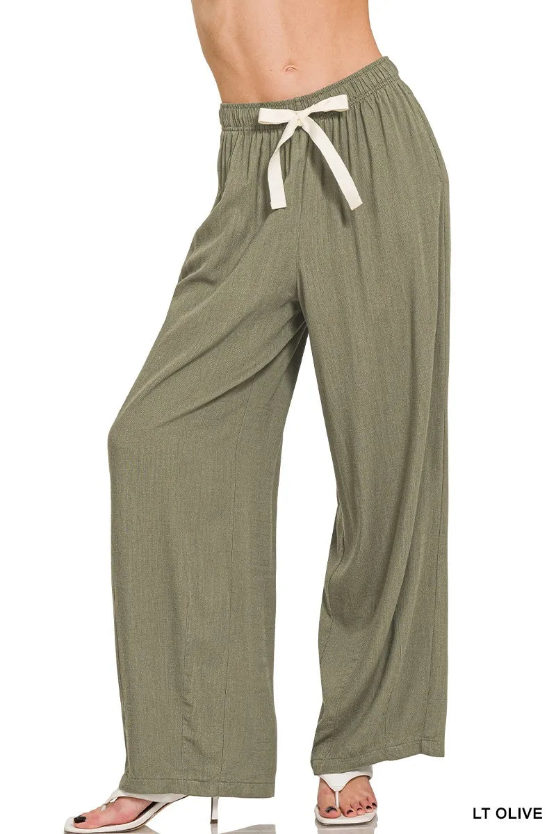 Zenana Linen Drawstring Pants - Premium Women Pants from Trendsi - Just $36.99! Shop now at Handbags Specialist Headquarter