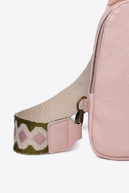 Random Pattern Adjustable Strap PU Leather Sling Bag - Premium Crossbody Bag from Trendsi - Just $32.99! Shop now at Handbags Specialist Headquarter