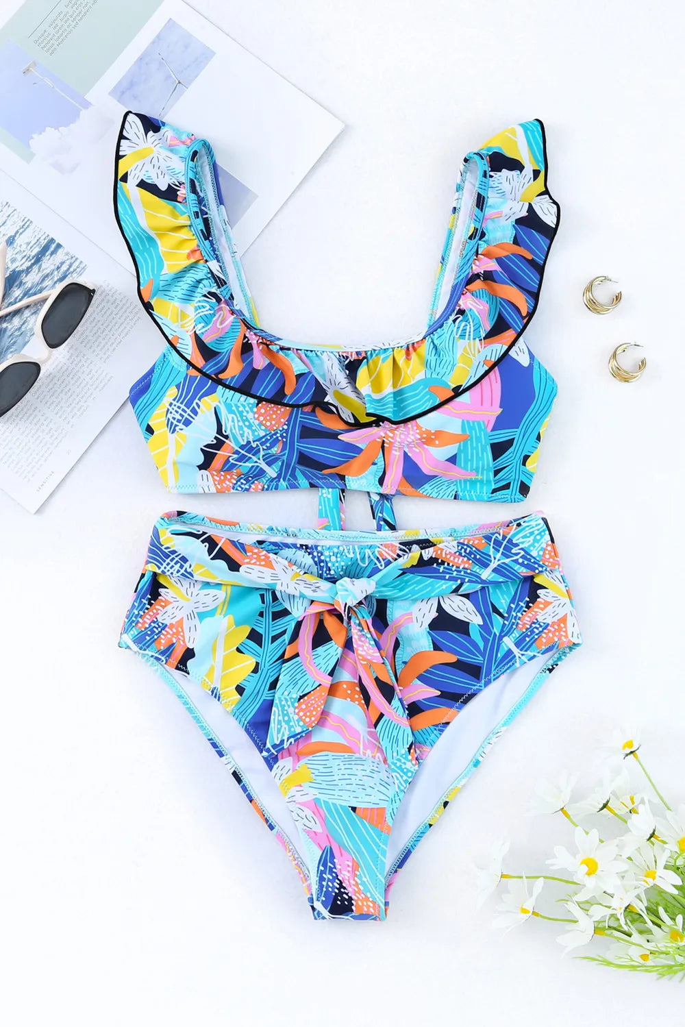 Ruffled Wide Strap Swim Top and Bottom Set - Premium  from Trendsi - Just $31.99! Shop now at Handbags Specialist Headquarter
