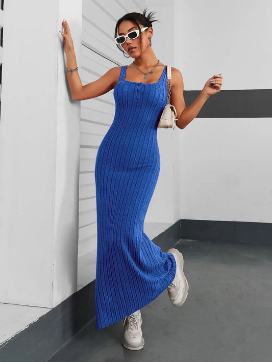 Ribbed Maxi Tank Dress - Premium Maxi Dress from Trendsi - Just $25.99! Shop now at Handbags Specialist Headquarter