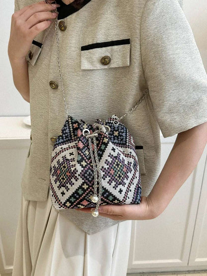 Printed Chain Bucket Bag - Premium Crossbody Bag from Trendsi - Just $19.99! Shop now at Handbags Specialist Headquarter