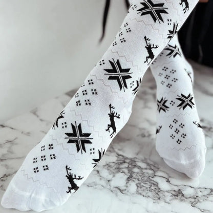Christmas Element Bowknot Ribbed Trim Over Knee Stockings - Premium Sleepwear from Trendsi - Just $28.99! Shop now at Handbags Specialist Headquarter