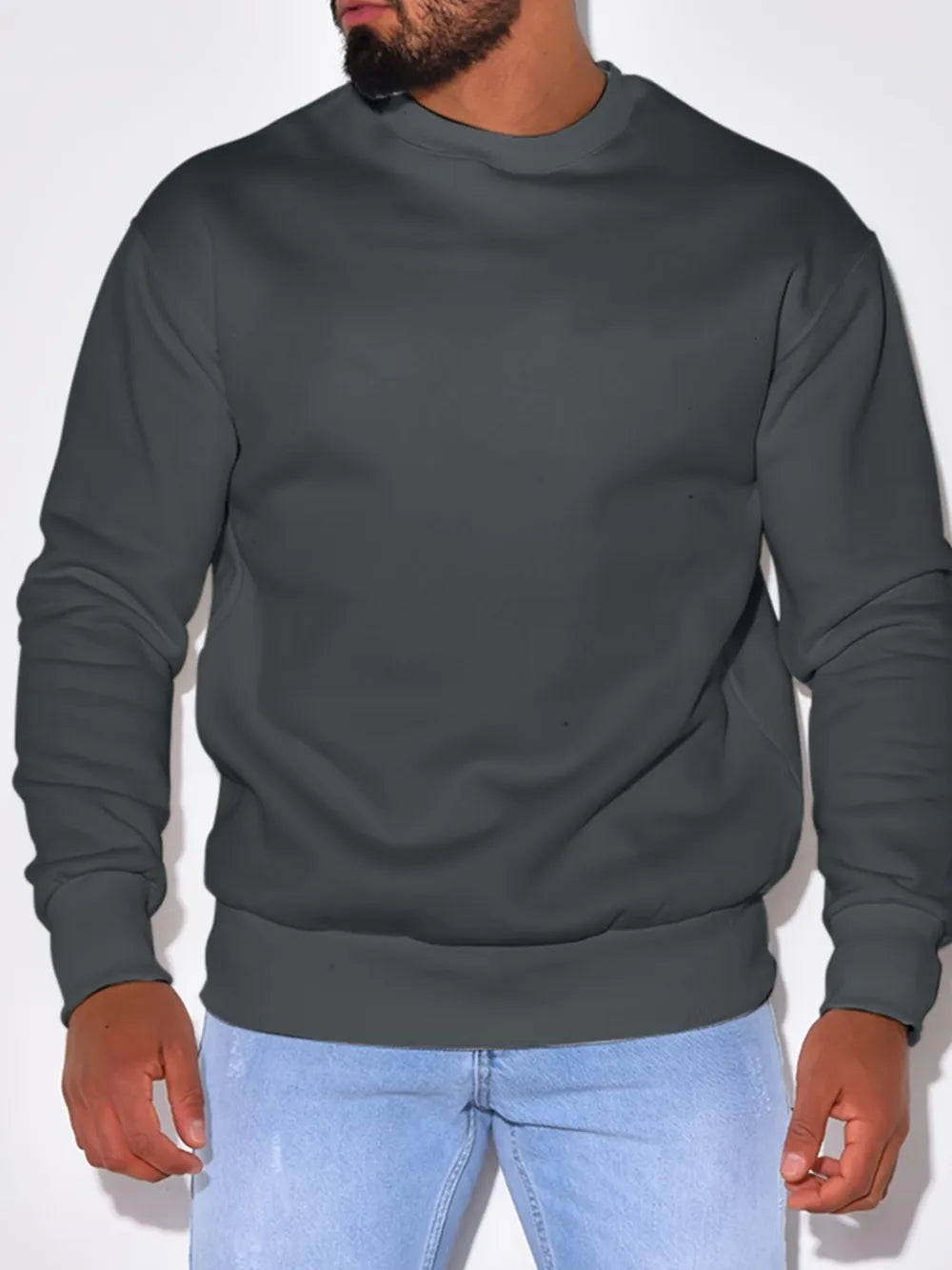 Men's Plus Size Round Neck Sweatshir - Premium Men's Sweatshirts from Trendsi - Just $23.98! Shop now at Handbags Specialist Headquarter