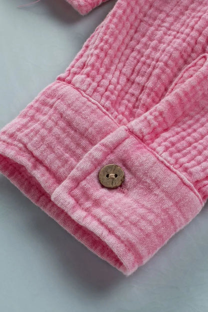 Button Down Collared Neck Long Sleeve Shirt - Premium Women's Down Shirt Tops from Trendsi - Just $52.98! Shop now at Handbags Specialist Headquarter