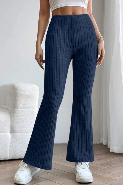 Basic Bae Full Size Ribbed High Waist Flare Pants - Premium Women Pants from Trendsi - Just $10.99! Shop now at Handbags Specialist Headquarter