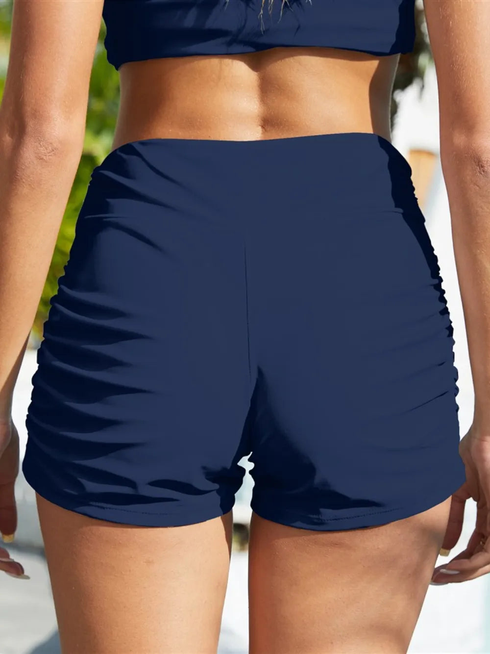 FAM-FAM Ruched Mid-Rise Waist Swim Shorts - Premium  from Trendsi - Just $26.99! Shop now at Handbags Specialist Headquarter