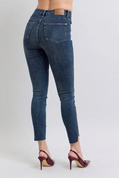 Judy Blue Full Size High Waist Tummy Control Step Hem Skinny Jeans Plus Size - Premium Women / Jeans & Denim from Trendsi - Just $61.99! Shop now at Handbags Specialist Headquarter