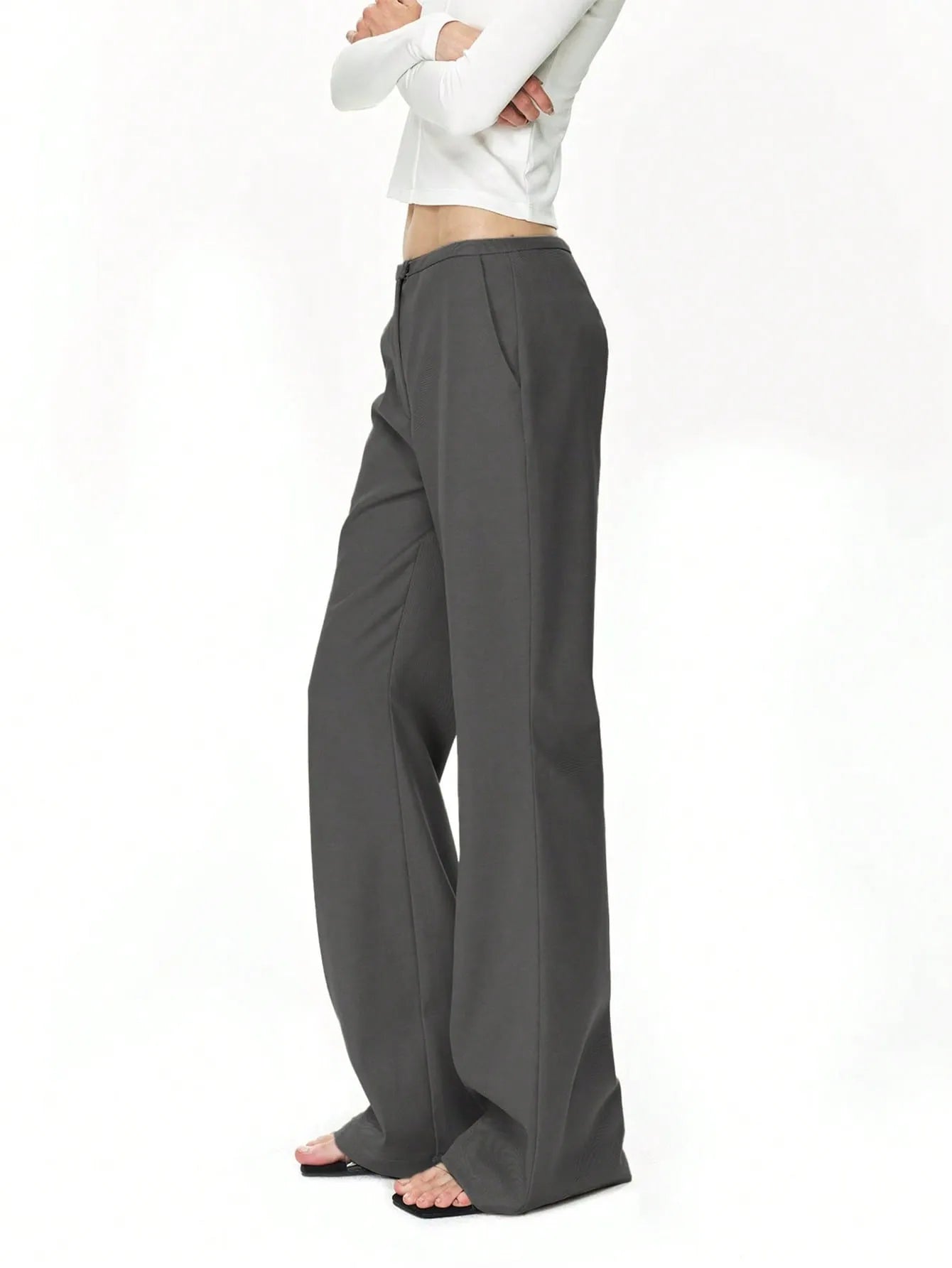 High Waist Flare Leg Trousers - Premium Women Pants from Trendsi - Just $29.99! Shop now at Handbags Specialist Headquarter