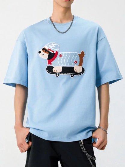 Men's Plus Size Graphic Round Neck Half Sleeve T-Shirt - Premium Men's T-Shirt from Trendsi - Just $27.99! Shop now at Handbags Specialist Headquarter