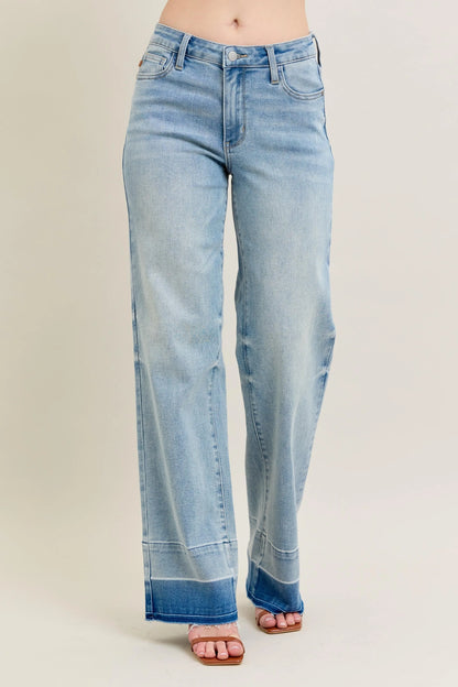 Judy Blue Full Size Mr Release Hem Wide Leg Jeans Plus Size - Premium Women / Jeans & Denim from Trendsi - Just $67.99! Shop now at Handbags Specialist Headquarter