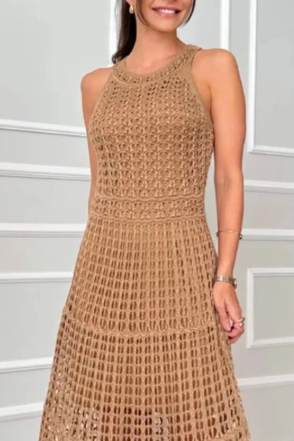 Hollowed-Out Sleeveless Maxi Dress - Premium Maxi Dress from Trendsi - Just $48.99! Shop now at Handbags Specialist Headquarter