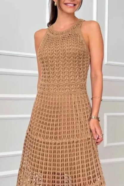 Hollowed-Out Sleeveless Maxi Dress - Premium Maxi Dress from Trendsi - Just $48.99! Shop now at Handbags Specialist Headquarter