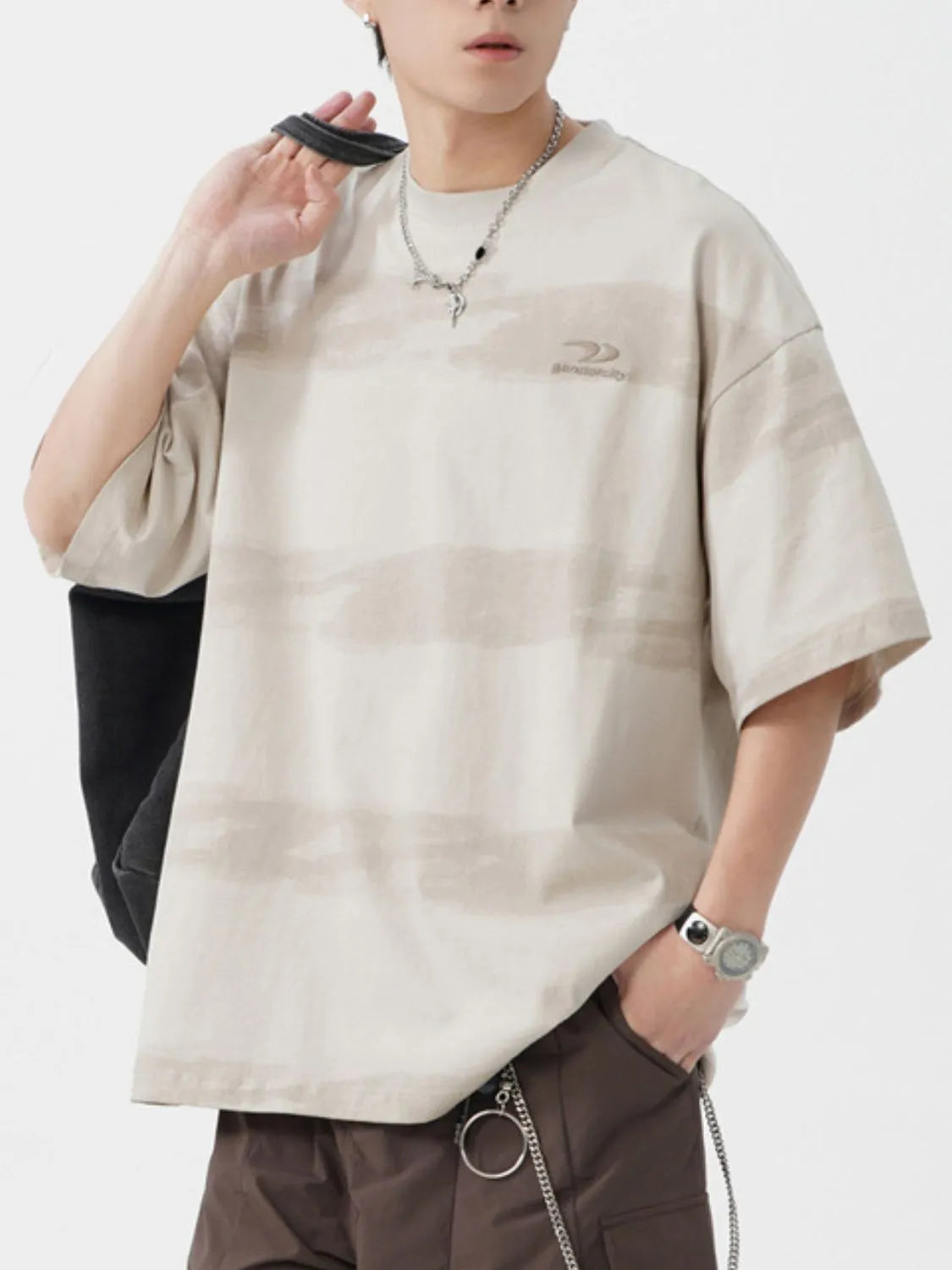 Men's Plus Size Basic style Round Neck Striped T-Shirt - Premium Men's T-Shirt from Trendsi - Just $33.99! Shop now at Handbags Specialist Headquarter