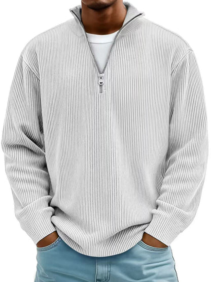 CozyCord Zip Polo: Men's Warm Stand Collar Top