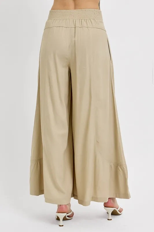 RISEN Shirring Detail Wide Leg Pants - Premium  from Trendsi - Just $55.99! Shop now at Handbags Specialist Headquarter