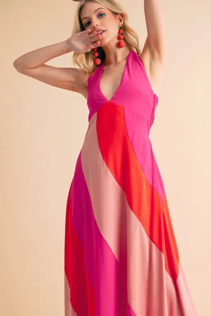 Aemi+Co Color Block Sleeveless Maxi Dress - Premium Maxi Dress from Trendsi - Just $57.99! Shop now at Handbags Specialist Headquarter