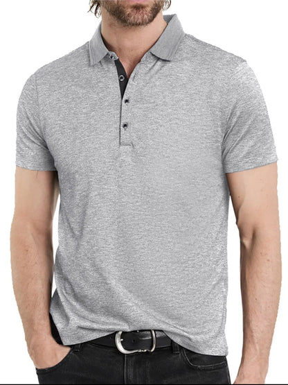 Men's Classic Heathered Short Sleeve Polo Shirt - Premium Men's Polo shirt from Trendsi - Just $39.96! Shop now at Handbags Specialist Headquarter