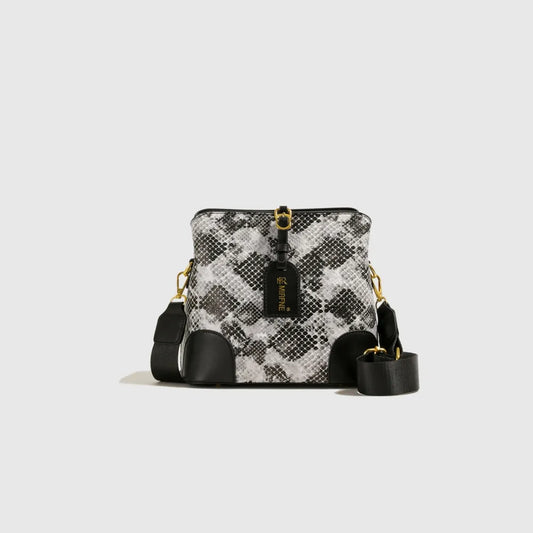 PU Leather Snakeskin Print Crossbody Bag - Premium Crossbody Bag from Trendsi - Just $37.99! Shop now at Handbags Specialist Headquarter