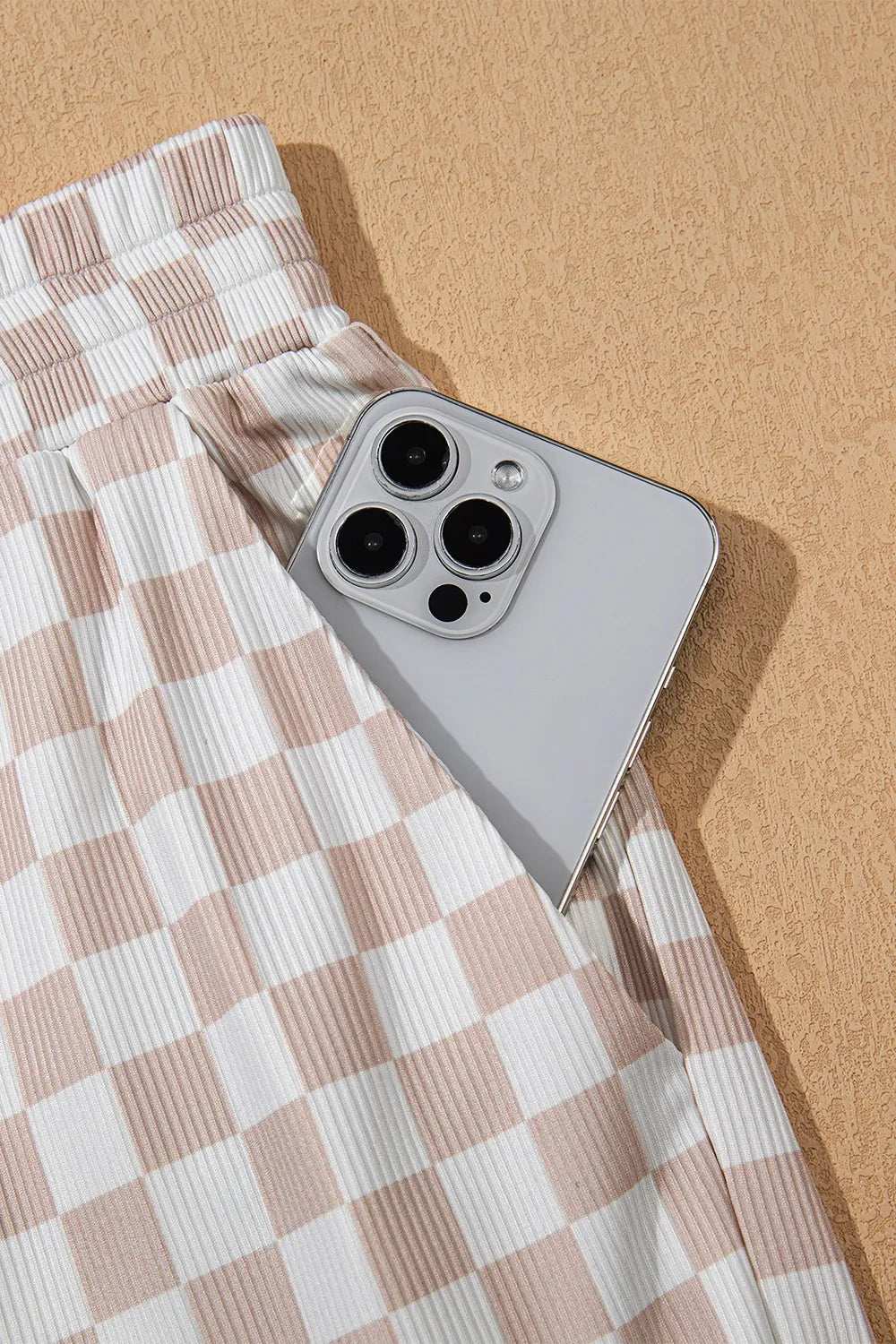 Ribbed Texture Checkered Print Tank and Pants Set - Premium Sleepwear from Trendsi - Just $39.99! Shop now at Handbags Specialist Headquarter