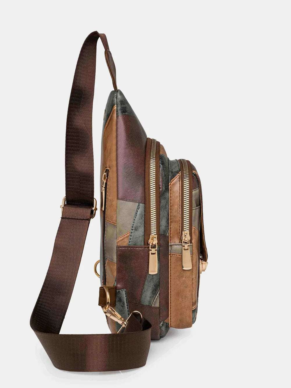 PU Leather Color Block Crossbody Bag - Premium Crossbody Bag from Trendsi - Just $29.99! Shop now at Handbags Specialist Headquarter