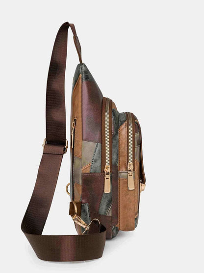 PU Leather Color Block Crossbody Bag - Premium Crossbody Bag from Trendsi - Just $29.99! Shop now at Handbags Specialist Headquarter