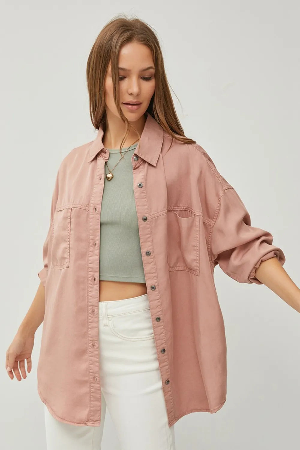 RISEN Full Size Button Up Long Sleeve Denim Shirt - Premium Women / Jeans & Denim from Trendsi - Just $65.54! Shop now at Handbags Specialist Headquarter