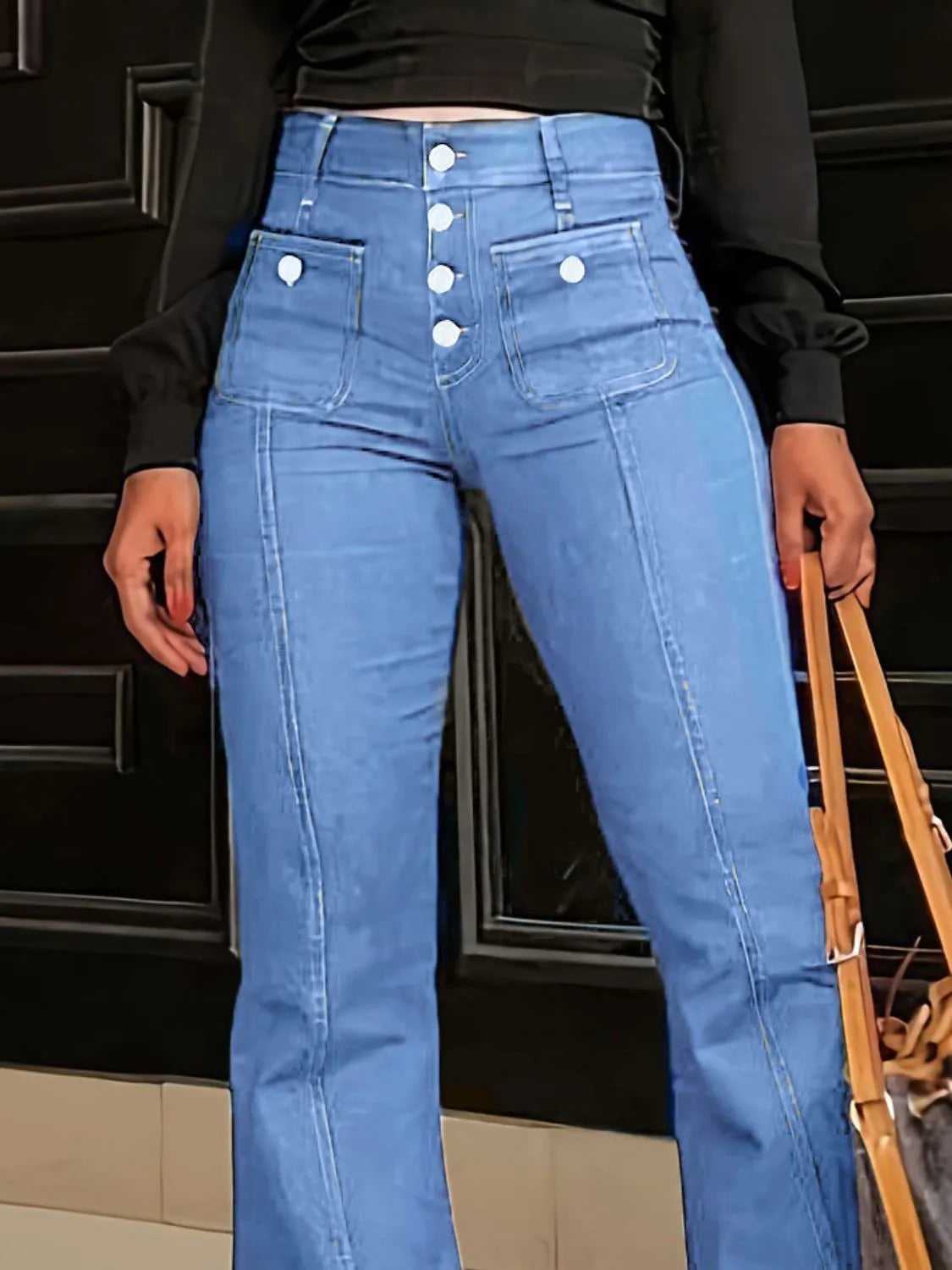 Flare Jeans with Pockets - Premium Women / Jeans & Denim from Trendsi - Just $35.10! Shop now at Handbags Specialist Headquarter