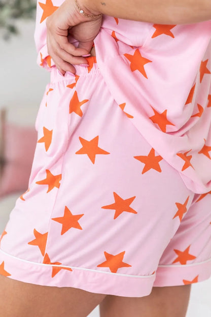 Star Print Short Sleeve Shirt and Shorts Set - Premium Sleepwear from Trendsi - Just $58.99! Shop now at Handbags Specialist Headquarter