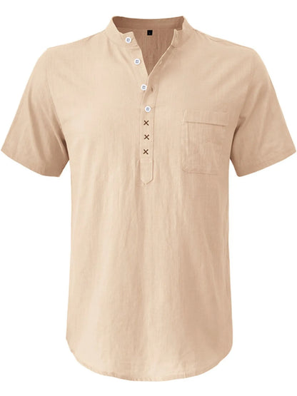 Men's Casual Collar Short Sleeve Linen Polo Shirt - Premium Men's Polo shirt from Trendsi - Just $41.99! Shop now at Handbags Specialist Headquarter