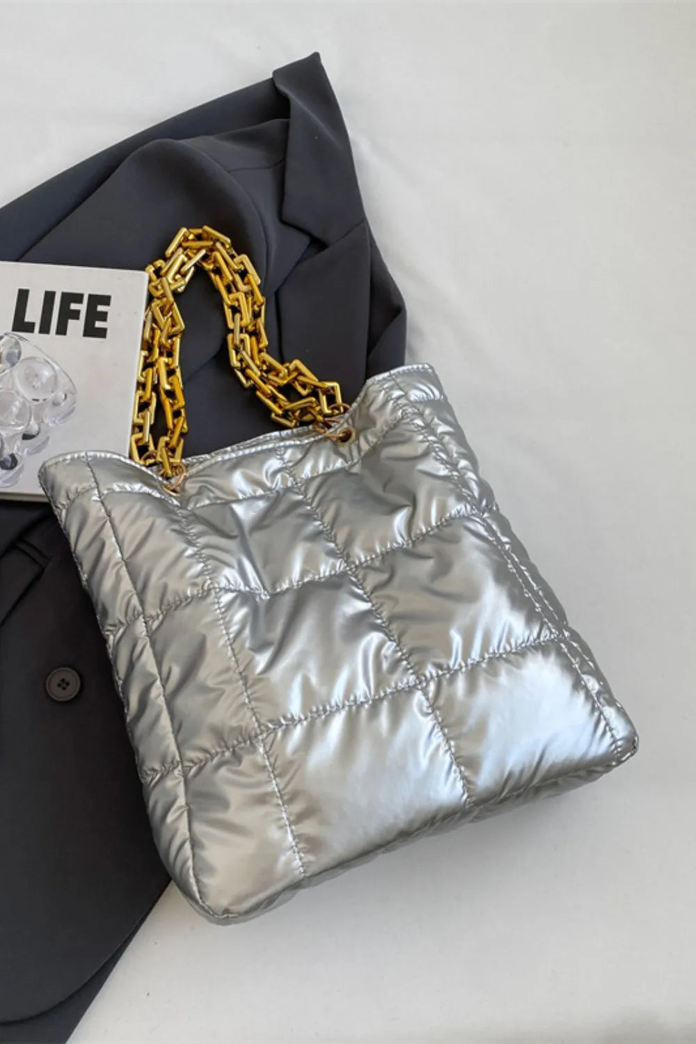 Bubble Texture Chain Handbag - Premium handbags from Trendsi - Just $19.99! Shop now at Handbags Specialist Headquarter