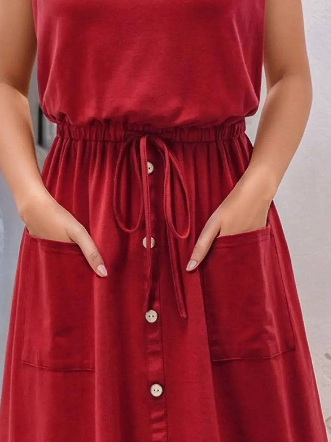 Full Size Round Neck Sleeveless Tank Dress Plus Size.