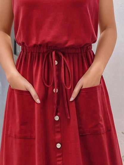 Full Size Round Neck Sleeveless Tank Dress Plus Size.