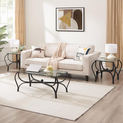 TriGlass Chic: Sleek 3-Piece Coffee Table Set