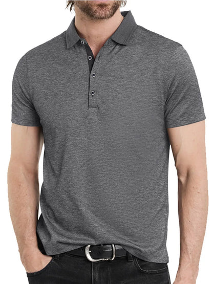 Men's Classic Heathered Short Sleeve Polo Shirt - Premium Men's Polo shirt from Trendsi - Just $39.96! Shop now at Handbags Specialist Headquarter