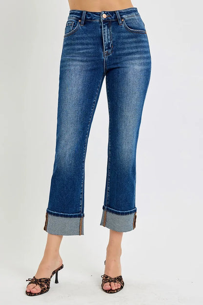 RISEN Full Size High Rise Ankle Straight Cuffed Jeans Plus Size - Premium Women / Jeans & Denim from Trendsi - Just $63.99! Shop now at Handbags Specialist Headquarter