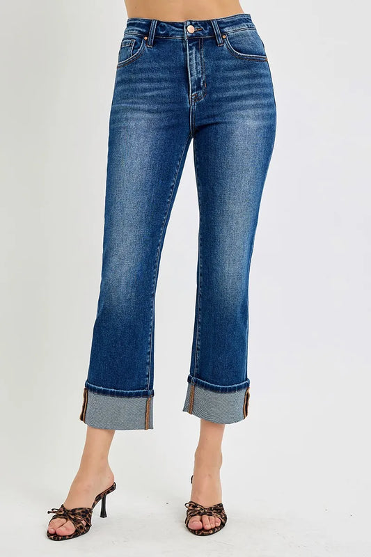 RISEN Full Size High Rise Ankle Straight Cuffed Jeans Plus Size - Premium Women / Jeans & Denim from Trendsi - Just $63.99! Shop now at Handbags Specialist Headquarter