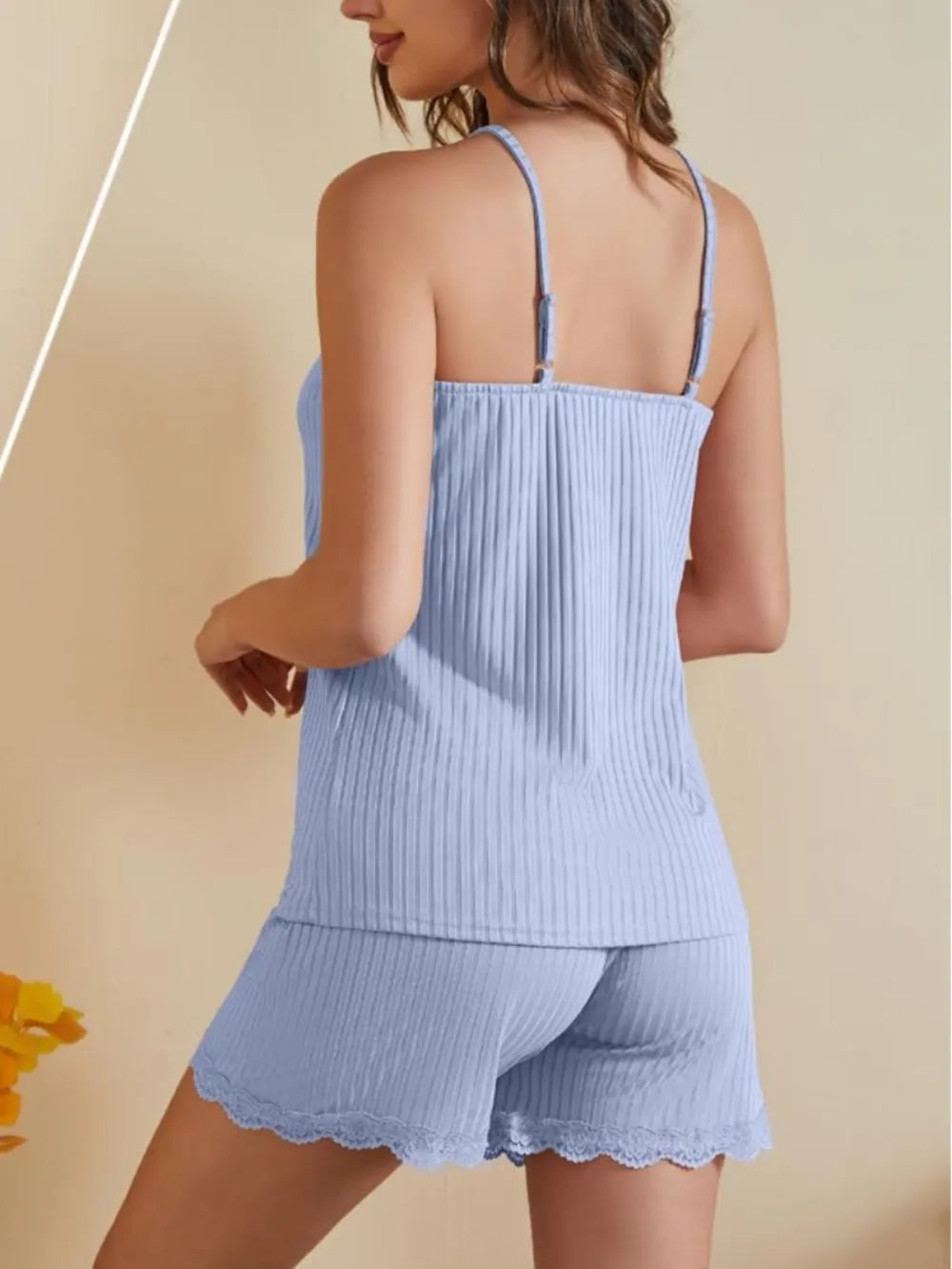 Ribbed Scoop Neck Top and Shorts Lounge Set - Premium Sleepwear from Trendsi - Just $26.06! Shop now at Handbags Specialist Headquarter
