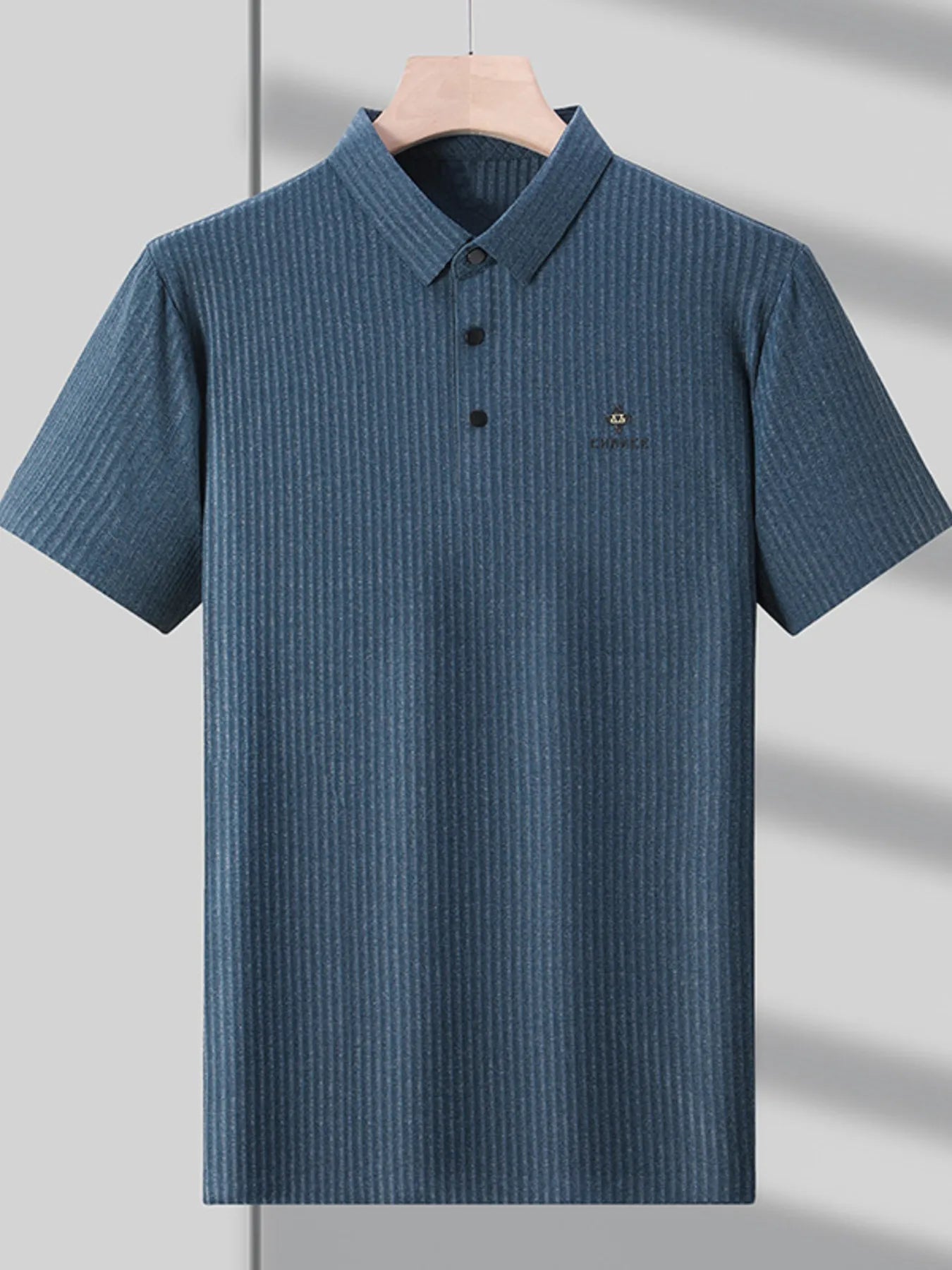 Men's Plus Size Ribbed Short Sleeve Polo Shirt - Premium Men's Polo shirt from Trendsi - Just $60.99! Shop now at Handbags Specialist Headquarter