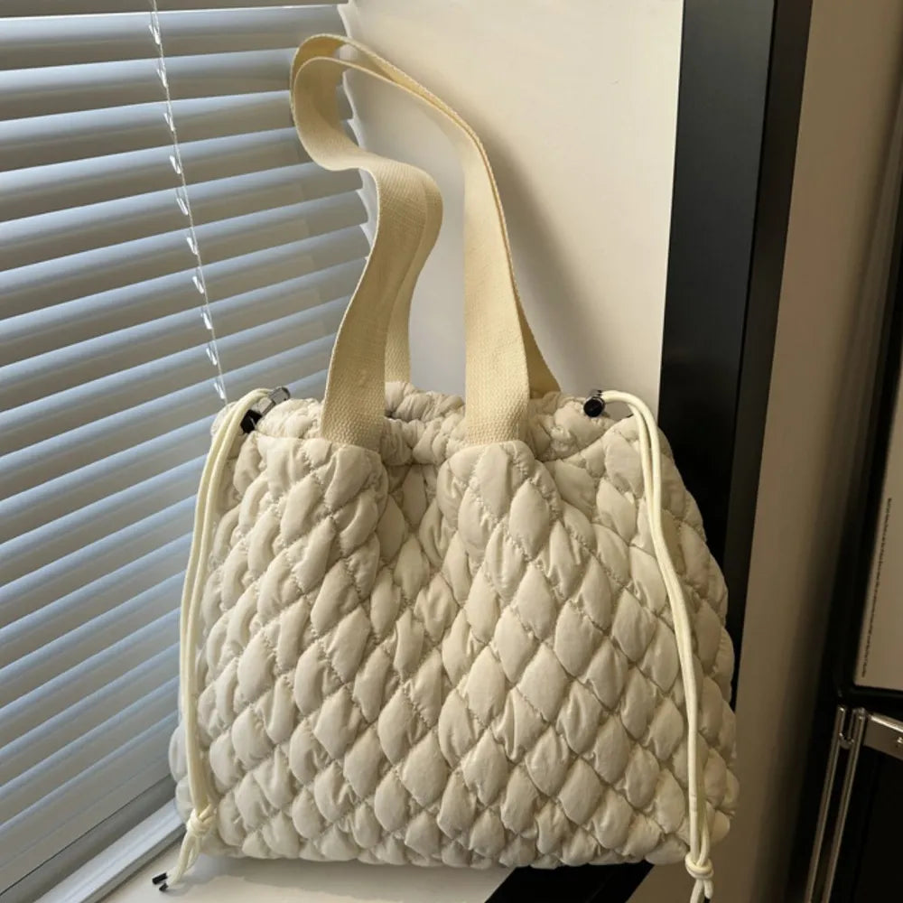 Drawstring Bubble Texture Tote Bag - Premium Tote Bag from Trendsi - Just $39.99! Shop now at Handbags Specialist Headquarter