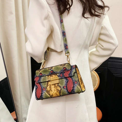 PU Leather Snakeskin Print Crossbody Bag - Premium Crossbody Bag from Trendsi - Just $35.99! Shop now at Handbags Specialist Headquarter