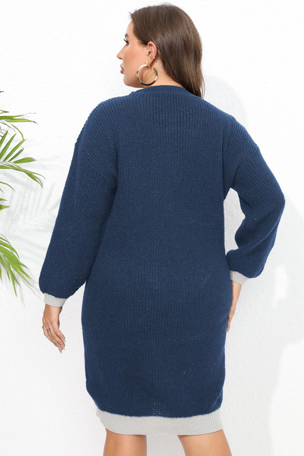 Plus Size Long Sleeve Sweater Dress - Premium Dresses from Trendsi - Just $44.99! Shop now at Handbags Specialist Headquarter