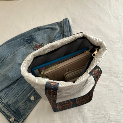 PU Leather Printed Strap Quilted Handbag - Premium Tote Bag from Trendsi - Just $27.99! Shop now at Handbags Specialist Headquarter