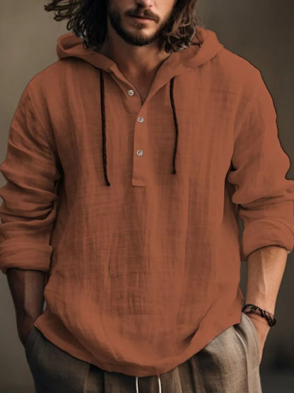 Men's Full Size Half Button Long Sleeve Hoodie - Premium Men's Sweatshirts from Trendsi - Just $28.54! Shop now at Handbags Specialist Headquarter