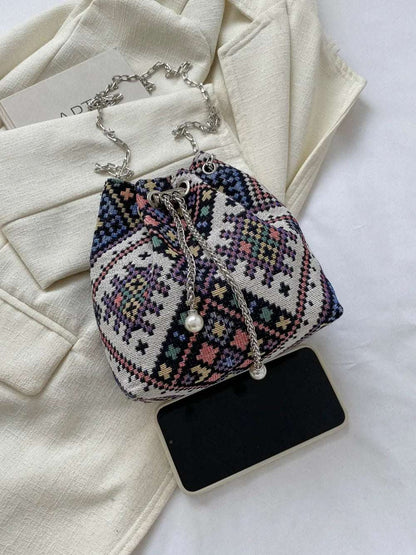 Printed Chain Bucket Bag - Premium Crossbody Bag from Trendsi - Just $19.99! Shop now at Handbags Specialist Headquarter