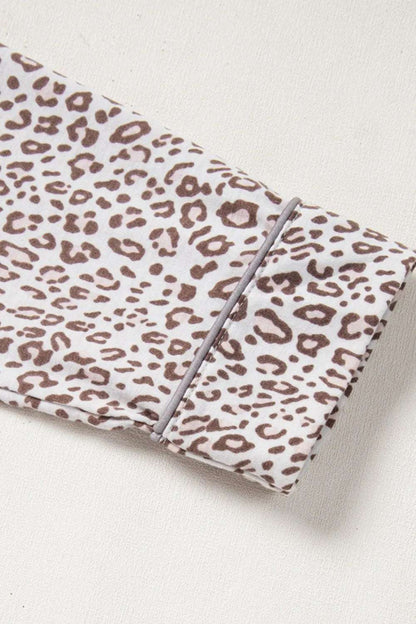 Leopard Button Down Long Sleeve Top and Pants Lounge Set - Premium Sleepwear from Trendsi - Just $49.34! Shop now at Handbags Specialist Headquarter