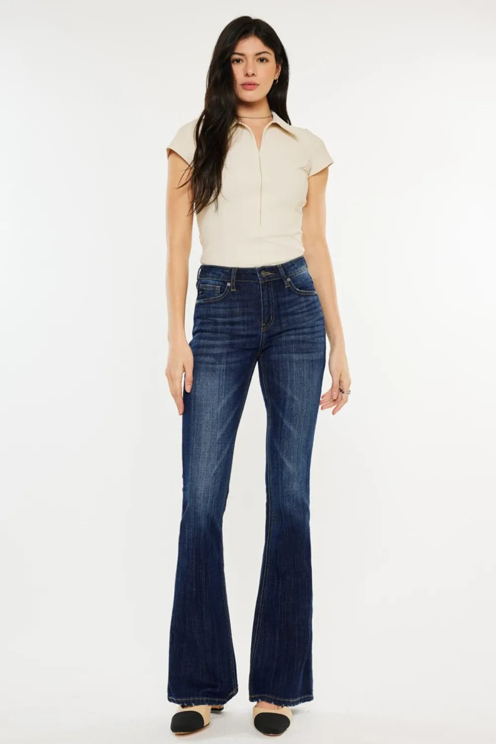 Kancan Full Size Mid Rise Slim Flare Jeans - Premium Sleepwear from Trendsi - Just $67.99! Shop now at Handbags Specialist Headquarter