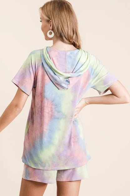 BiBi Tie Dye French Terry Hoodie Top and Bottom Set - Premium  from Trendsi - Just $19.99! Shop now at Handbags Specialist Headquarter
