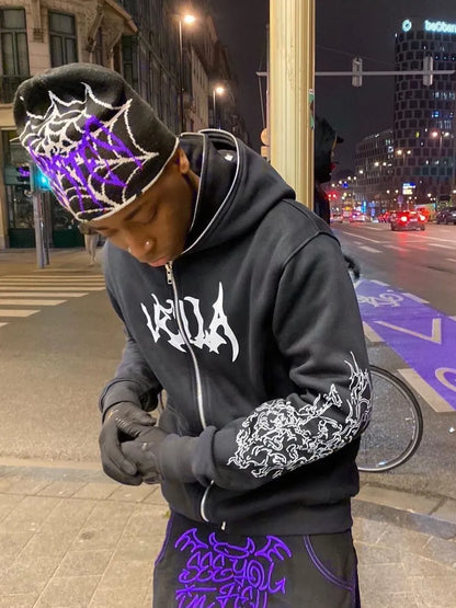 Men's Zip Up Letter Graphic Hoodie - Premium Men's Sweatshirts from Trendsi - Just $31.02! Shop now at Handbags Specialist Headquarter